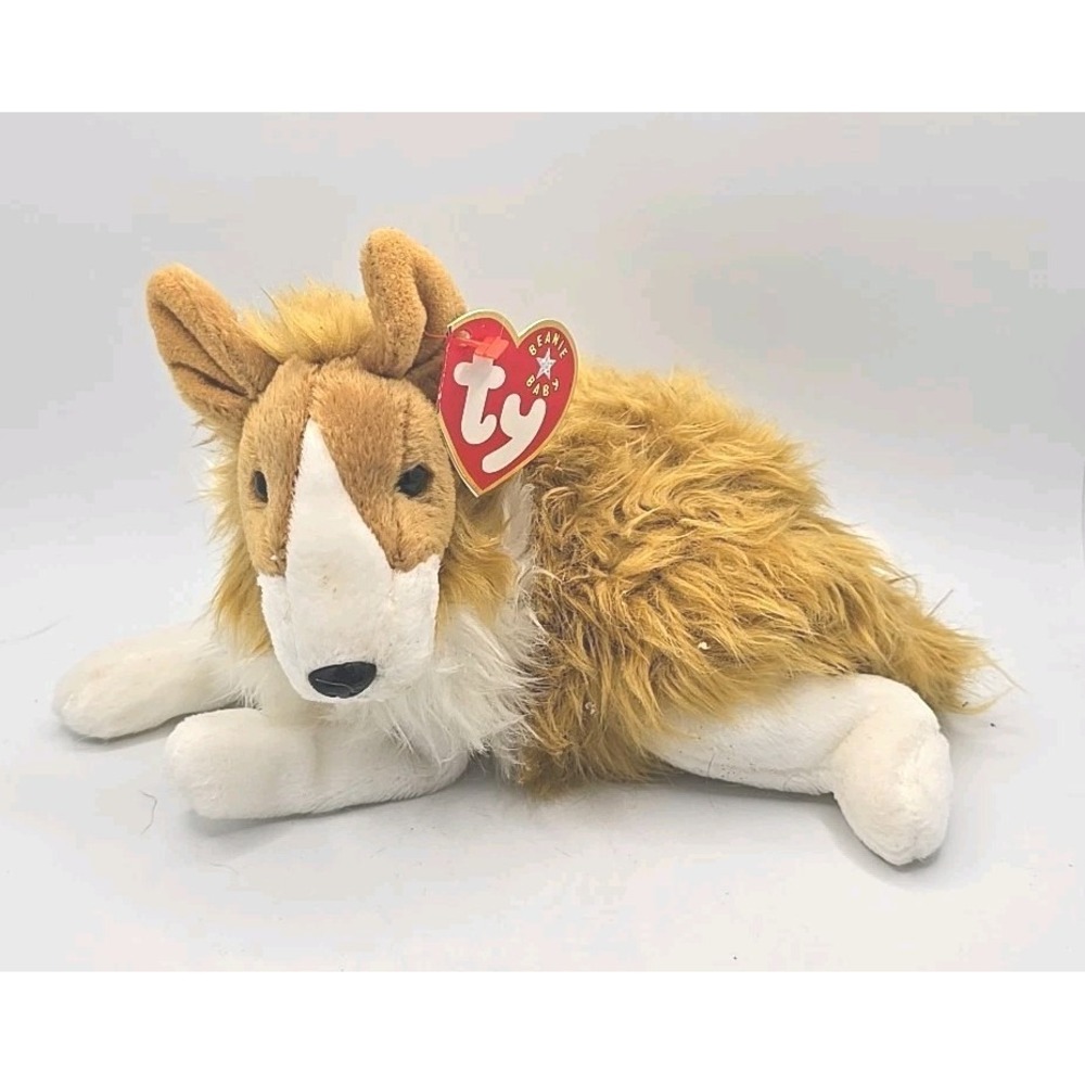 2000 Ty Beanie Baby "Cassie" Retired Tan White Collie Dog‎ BB17